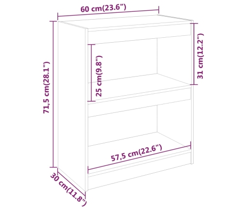 vidaXL Estantería/divisor de espacios madera de pino 60x30x71,5 cm