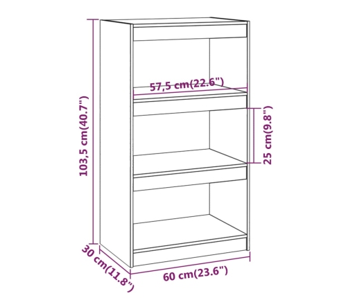 vidaXL Estantería/divisor de espacios madera de pino 60x30x103,5 cm