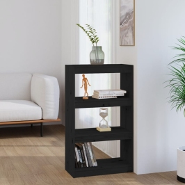 Estantería/divisor de espacios madera pino negro 60x30x103,5 cm