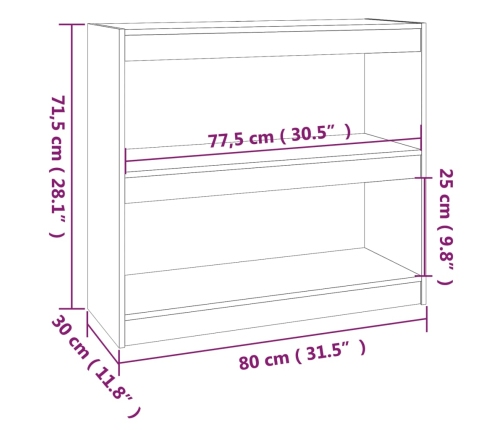 Estantería/divisor de espacios madera de pino 80x30x71,5 cm