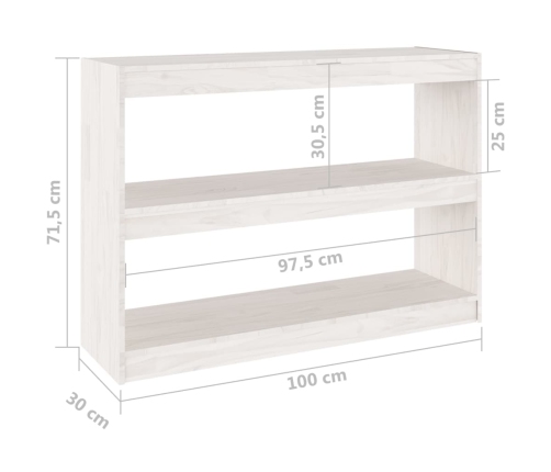 Estantería/divisor de espacios madera pino blanco 100x30x71,5 cm