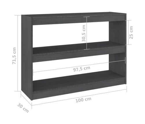 Estantería/divisor de espacios madera pino gris 100x30x71,5 cm