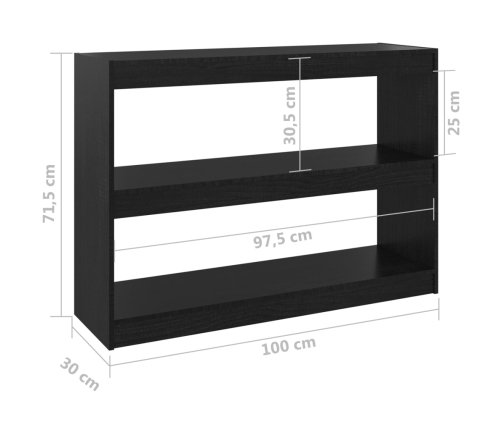 Estantería/divisor de espacios madera pino negro 100x30x71,5 cm