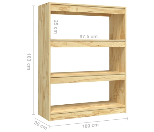 Estantería/divisor de espacios madera maciza pino 100x30x103 cm