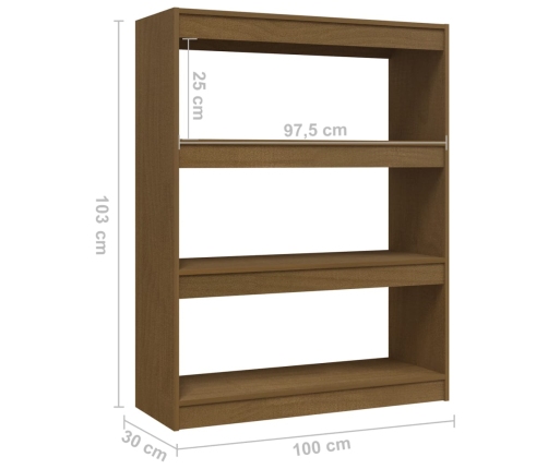 Estantería divisor de espacios pino marrón miel 100x30x103 cm