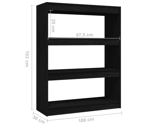 Estantería divisor de espacios madera pino negro 100x30x103 cm