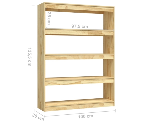 Estantería/divisor de espacios madera de pino 100x30x135,5 cm