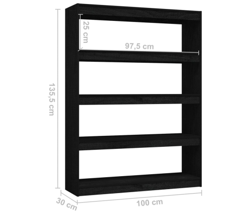 Estantería divisor de espacios madera pino negro 100x30x135,5cm