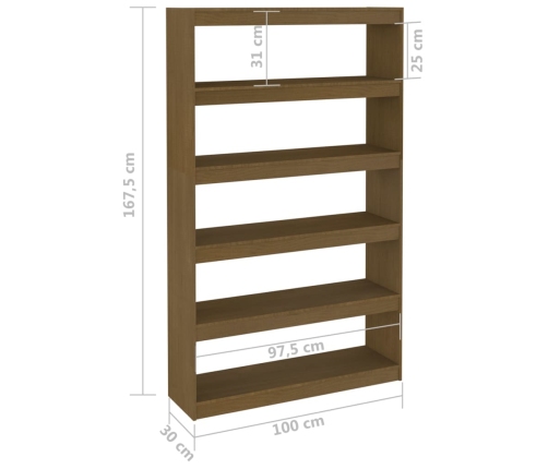 Estantería/divisor de espacios pino marrón miel 100x30x167,5cm