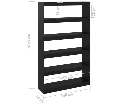 Estantería/divisor de espacios pino negro 100x30x167,5 cm