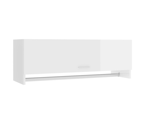 Armario de madera contrachapada blanco brillante 100x32,5x35 cm