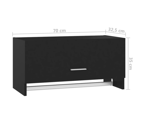 Armario de madera contrachapada negro 70x32,5x35 cm