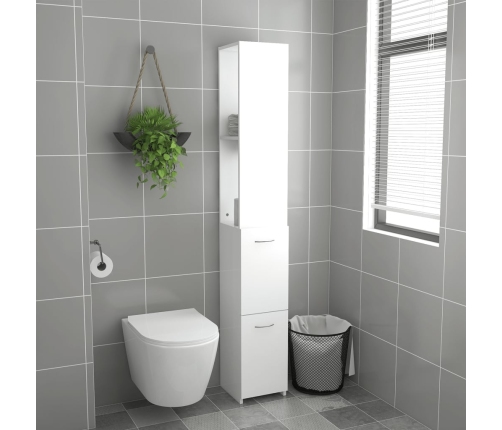 Armario de baño madera contrachapada blanco 25x26,5x170 cm