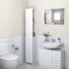 Armario de baño madera contrachapada blanco 25x26,5x170 cm