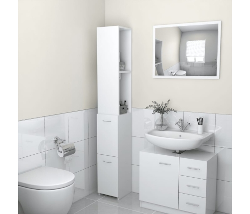 Armario de baño madera contrachapada blanco 25x26,5x170 cm