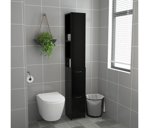 Armario de baño madera contrachapada negro 25x26,5x170 cm