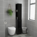 Armario de baño madera contrachapada negro 25x26,5x170 cm