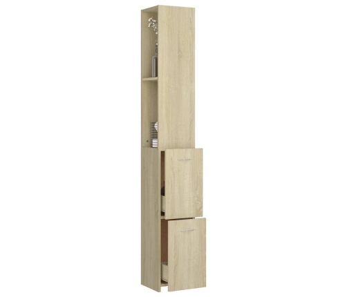 Armario de baño madera contrachapada roble Sonoma 25x26,5x170cm