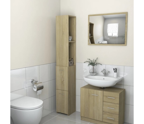 Armario de baño madera contrachapada roble Sonoma 25x26,5x170cm