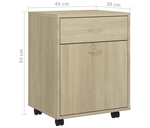 Armario con ruedas madera contrachapada roble Sonoma 45x38x54cm