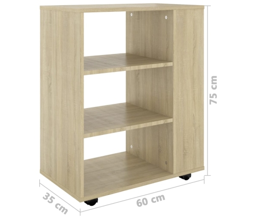 Armario con ruedas madera contrachapada roble Sonoma 60x35x75cm