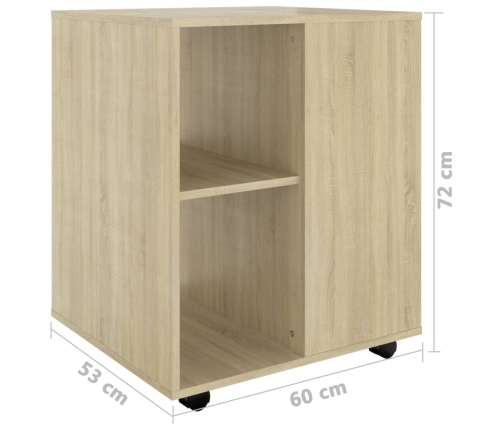 Armario con ruedas madera contrachapada roble Sonoma 60x53x72cm