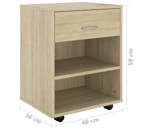 Armario con ruedas madera contrachapada roble Sonoma 46x36x59cm