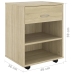 Armario con ruedas madera contrachapada roble Sonoma 46x36x59cm