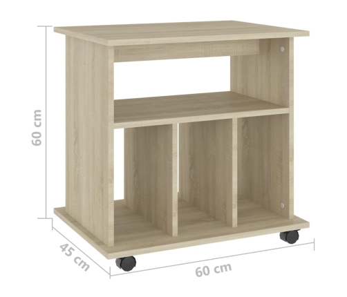 Armario con ruedas madera contrachapada roble Sonoma 60x45x60cm