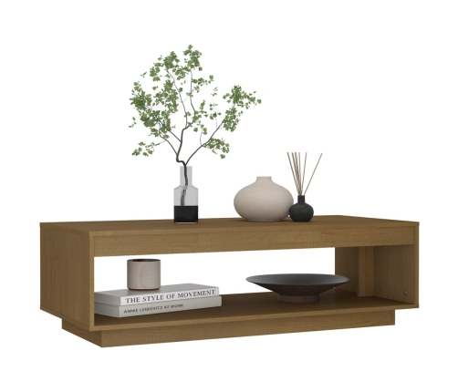 vidaXL Mesa de centro de madera maciza pino marrón miel 110x50x33,5 cm