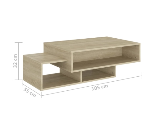 Mesa de centro madera contrachapada roble Sonoma 105x55x32 cm