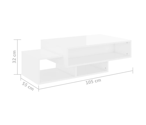 Mesa de centro madera de ingeniería gris brillante 105x55x32 cm