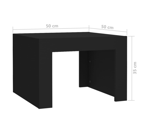 vidaXL Mesa de centro madera contrachapada negro 50x50x35 cm