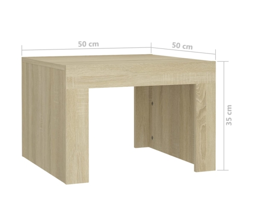 vidaXL Mesa de centro de madera contrachapada color roble 50x50x35 cm