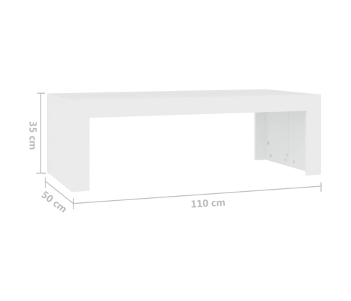 Mesa de centro madera de ingeniería blanca 110x50x35 cm