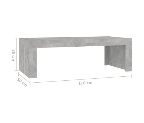 Mesa de centro madera de ingeniería gris hormigón 110x50x35 cm