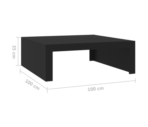 Mesa de centro madera contrachapada negro 100x100x35 cm