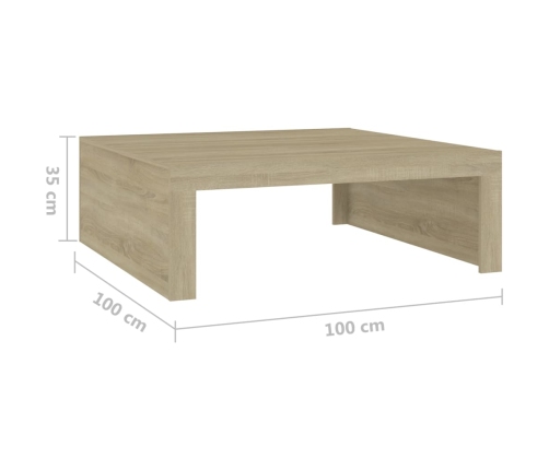 Mesa de centro madera contrachapada roble Sonoma 100x100x35 cm