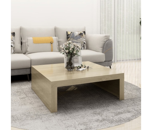 Mesa de centro madera contrachapada roble Sonoma 100x100x35 cm