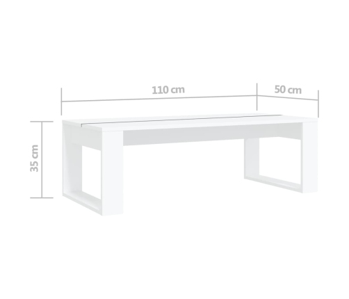 Mesa de centro madera de ingeniería blanca 110x50x35 cm