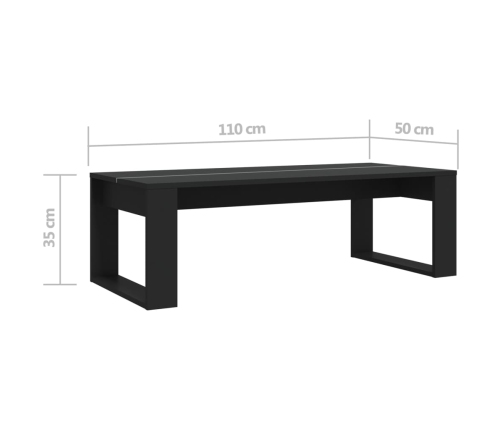 Mesa de centro madera contrachapada negra 110x50x35 cm