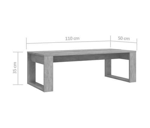 Mesa de centro madera de ingeniería gris hormigón 110x50x35 cm