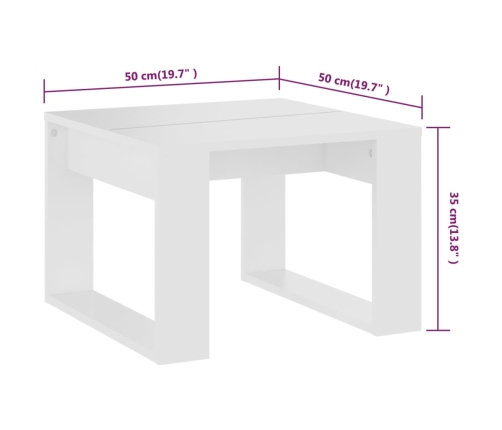 vidaXL Mesa auxiliar de madera contrachapada blanco 50x50x35 cm