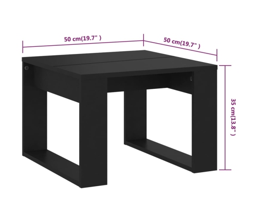 Mesa auxiliar de madera contrachapada negro 50x50x35 cm