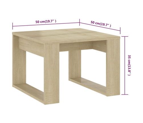 Mesa auxiliar de madera contrachapada roble Sonoma 50x50x35 cm