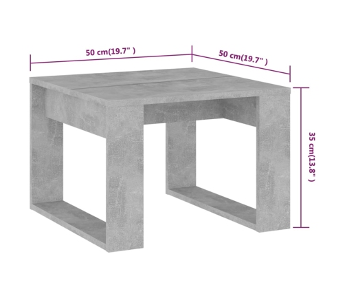 Mesa de centro madera de ingeniería gris hormigón 50x50x35 cm