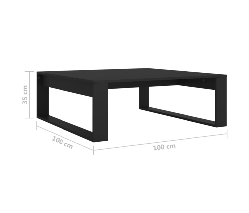 Mesa de centro madera contrachapada negro 100x100x35 cm