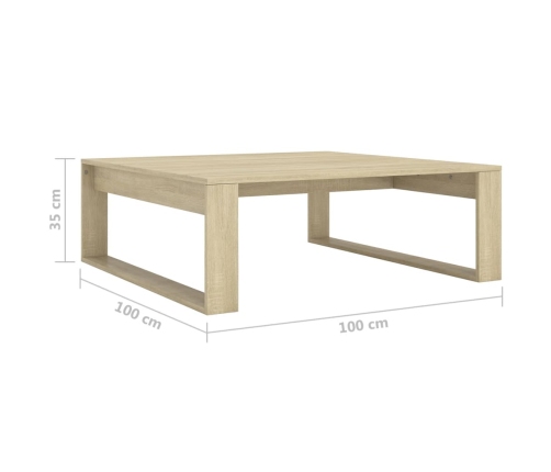 Mesa de centro madera contrachapada roble Sonoma 100x100x35 cm