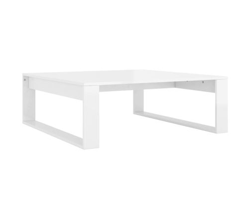 Mesa de centro madera contrachapada blanco brillo 100x100x35 cm