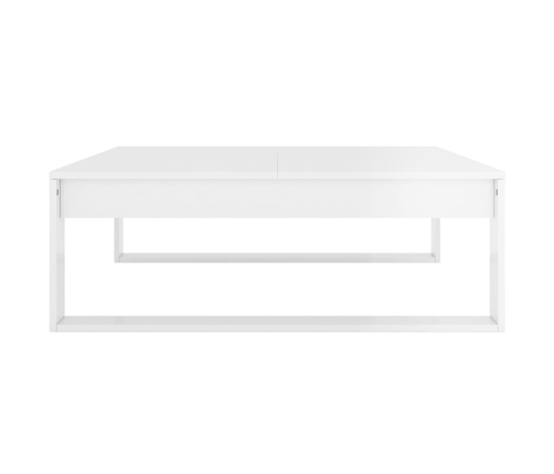 Mesa de centro madera contrachapada blanco brillo 100x100x35 cm